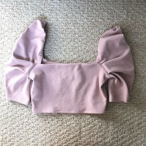 Boutique Ruffle Shoulder sleeve Crop top Blush